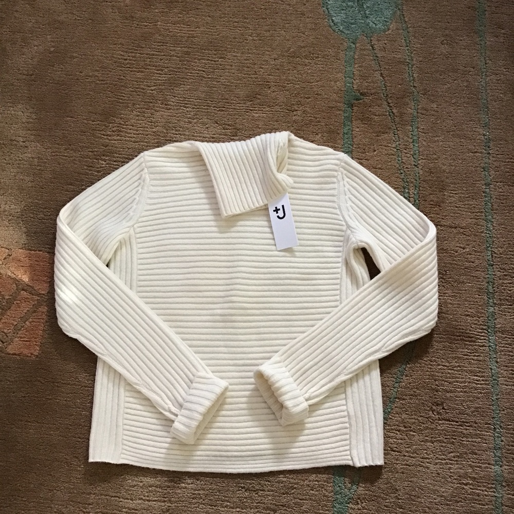 Jil Sander x Uniqlo +J Middle Gauge Ribbed Turtleneck Sweater XS Off White